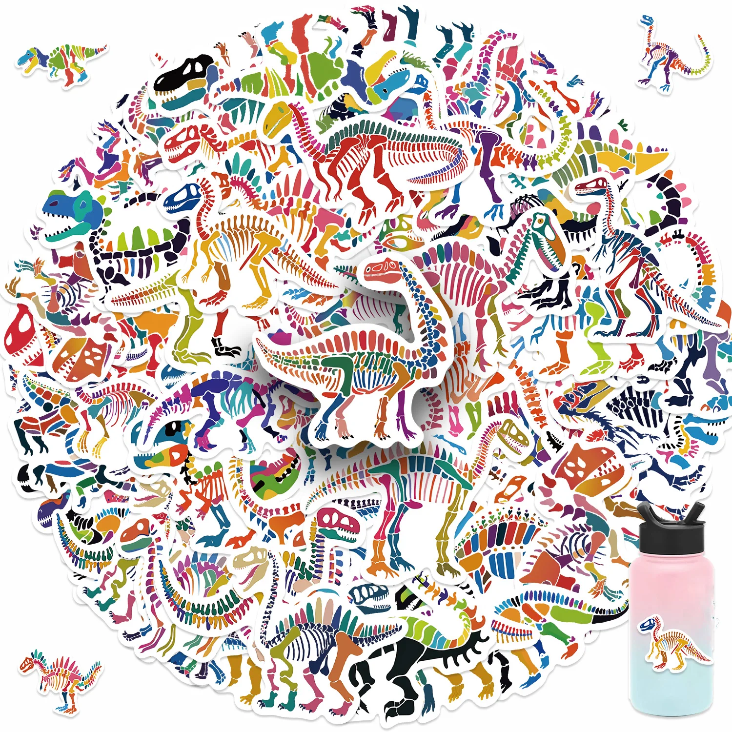 50 sztuk kolorowych naklejek z kreskówkowymi dinozaurami idealnych do projektów DIY na bagaż, notatniki, butelki na wodę, etui na telefony, gitary