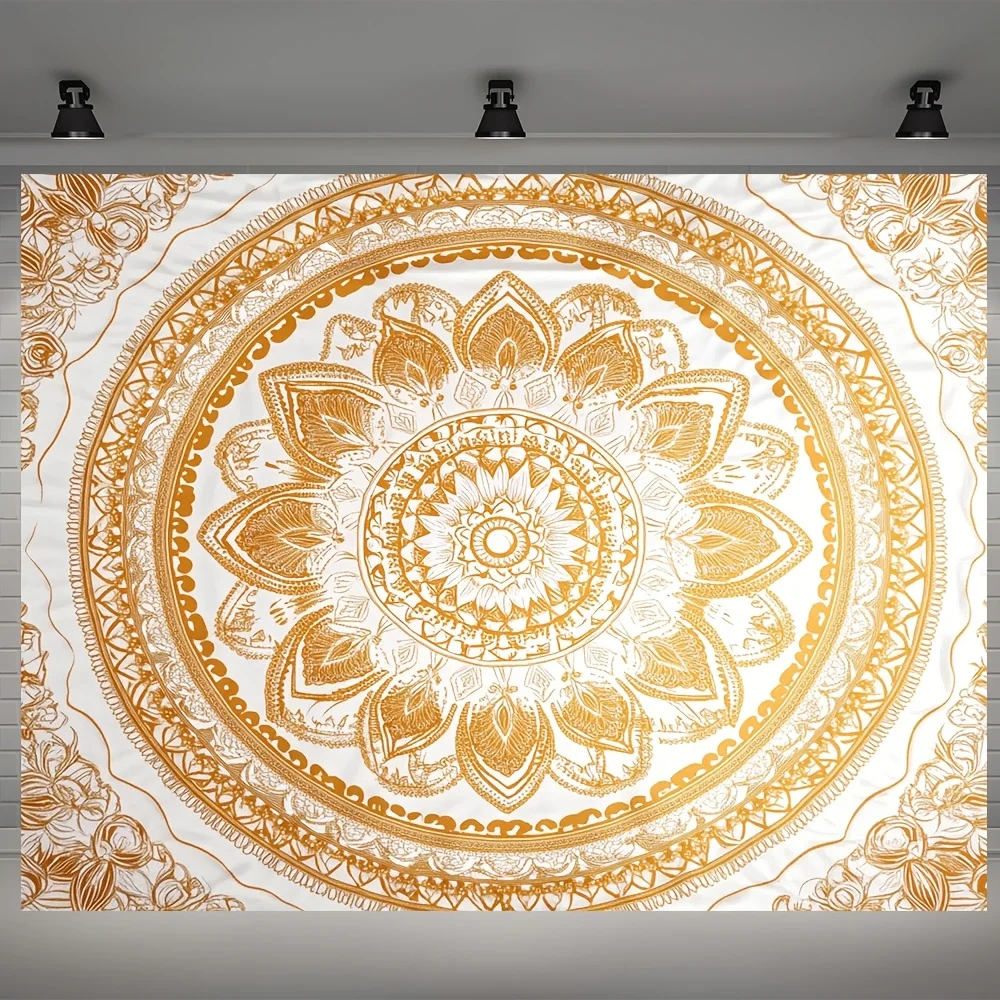 

Гобелен с золотой мандалой в стиле бохо, духовное искусство, настенный декор для йоги, медитации, бесплатные крючки в комплекте, усиление вашего пространства, нетоксичный