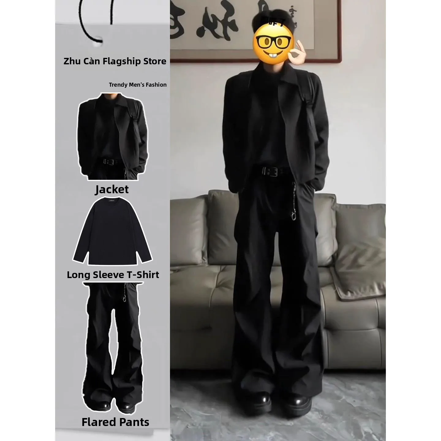 

Cleanfit Men's Folded Cuffed Pants Autumn OOTD Set High-End Feeling Western Trousers Clete Set Casual Sportswear Ensemble