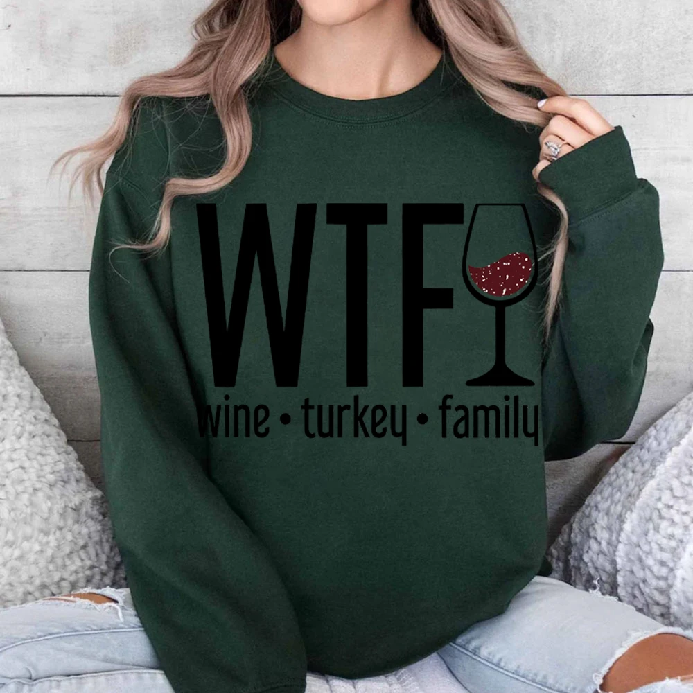 Vino Turchia Famiglia Abbigliamento donna Ringraziamento Abbigliamento donna Divertente Ringraziamento Felpa con cappuccio Turchia Abbigliamento donna Felpa autunnale