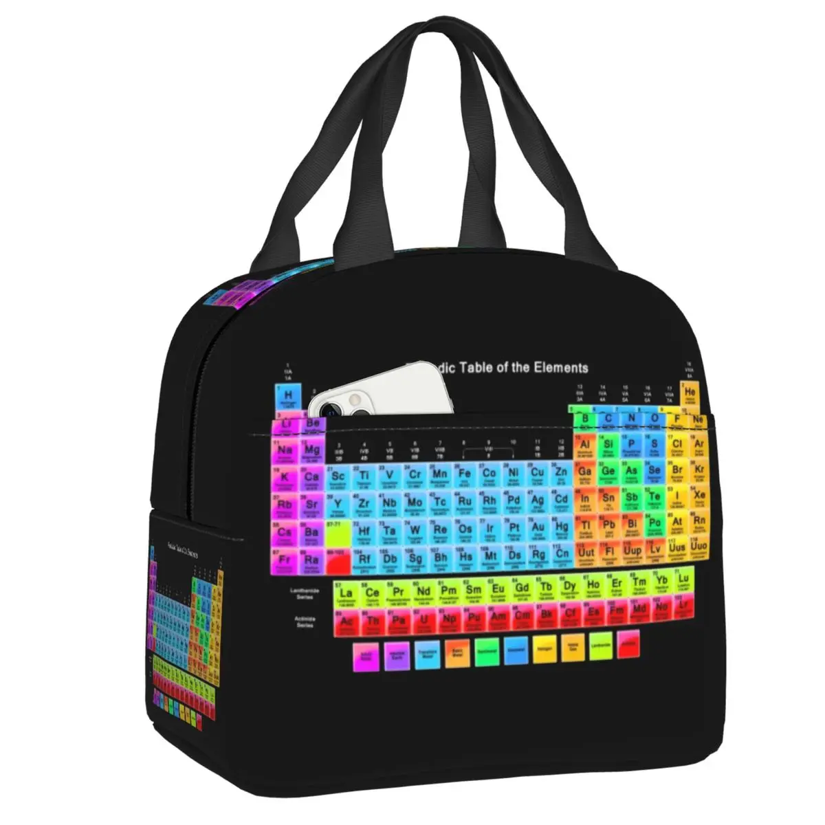 

Custom Periodic Table Of The Chemical Elements Lunch Bag Women Warm Cooler Insulated Lunch Boxes for Children School