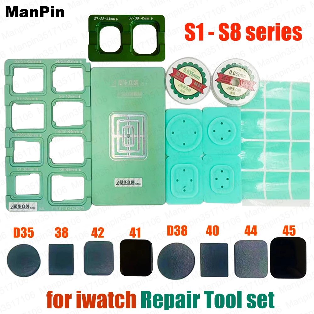 

Repair Tool For iWatch LCD Alignment Mold Screen Laminating Rubber Pad Glass Phone Panel Separating Steel Wire S8 S7 S6 S5 S4 S3