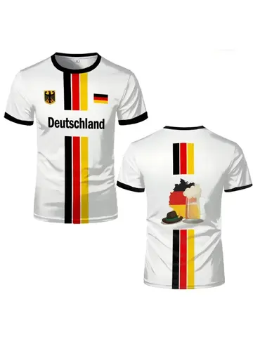 Maglia da calcio tedesca da uomo nuova estate maglietta manica corta T-shirt uniforme da calcio casual mappa tedesca bandiera sportiva top unisex