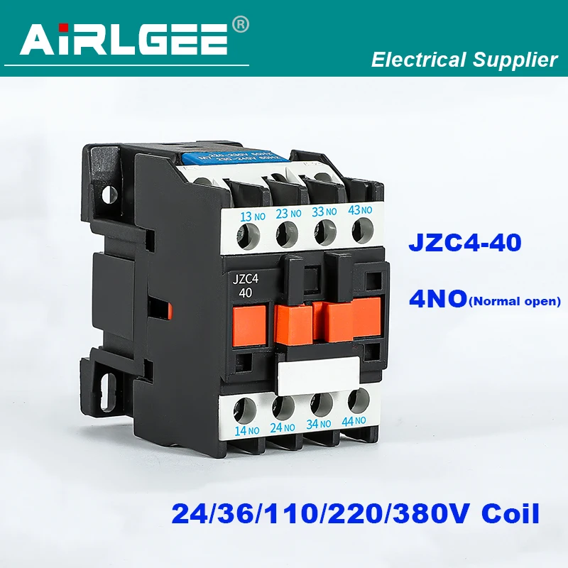 JZC4-40 4NO(Normal Open) AC Contactor relay 3P Three Pole 24 36 110 220 380V Coil Silver contact AC Contactor 10A Ui 690V