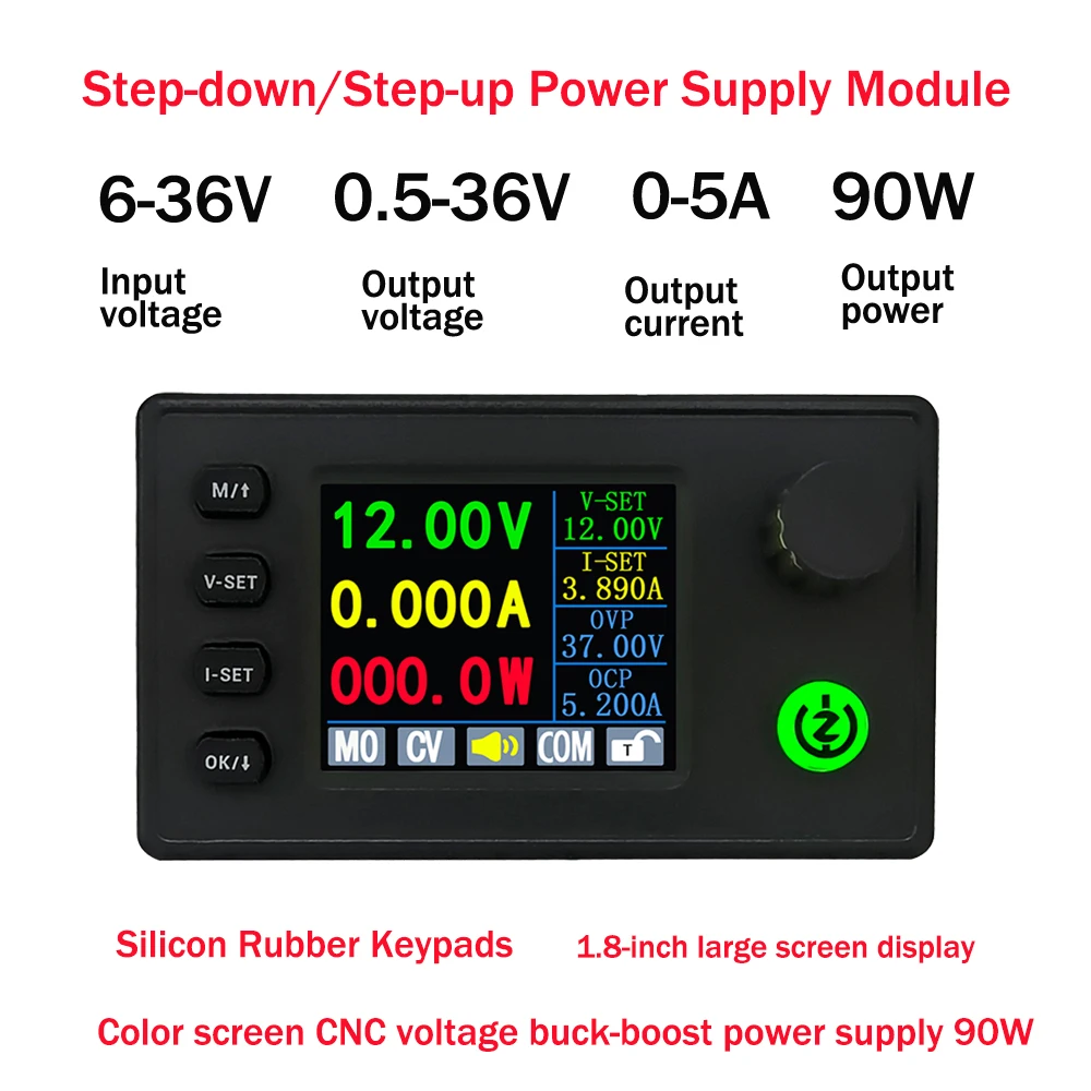 

SK90C 90W CNC Buck Converter 6V-36V LCD Adjustable Voltage Voltage And Constant Voltage Constant Current Module