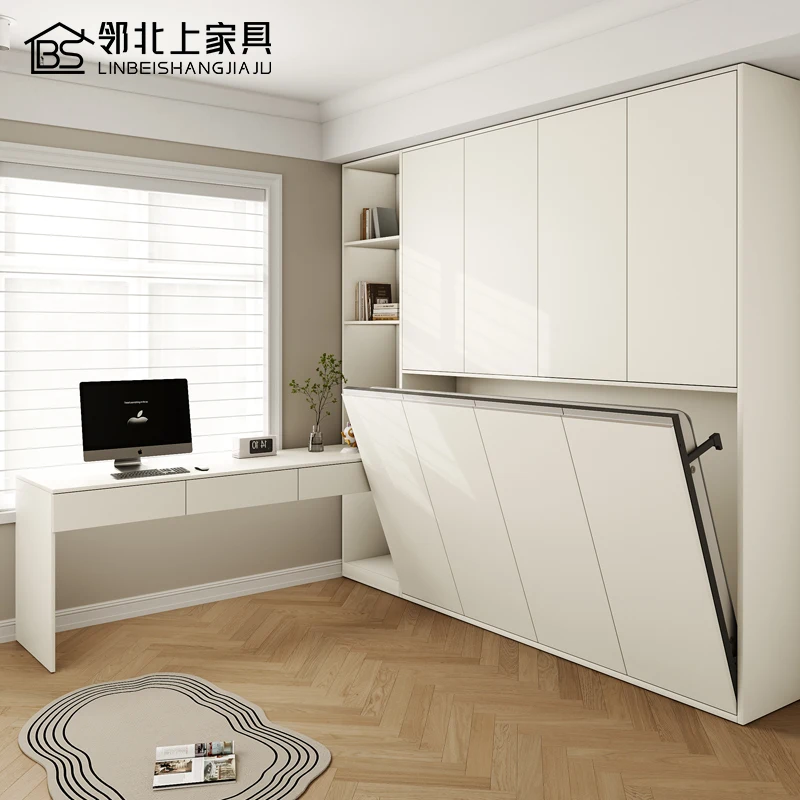 

Study invisible 1.2 meters wall wardrobe integrated folding bed positive side turn Murphy wardrobe wall turn
