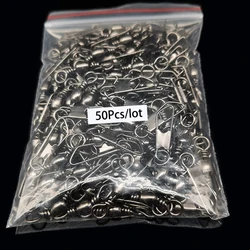 50pcs A Type Fishing Goods Swivel Fishing Connector Pin Bearing Rolling Swivel Snap Fastlock Clips Fishhook Lure Tackle Peche