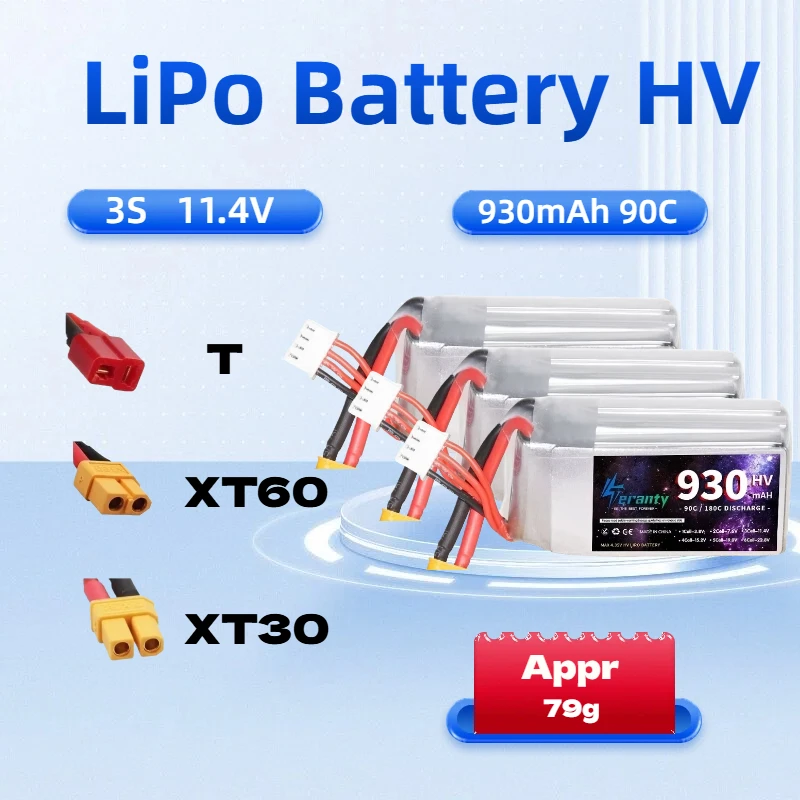 

11.4V 930mAh 90C Lithium Polymer Battery (High Voltage Type) Suitable for remote control helicopters, quadcopters, cars