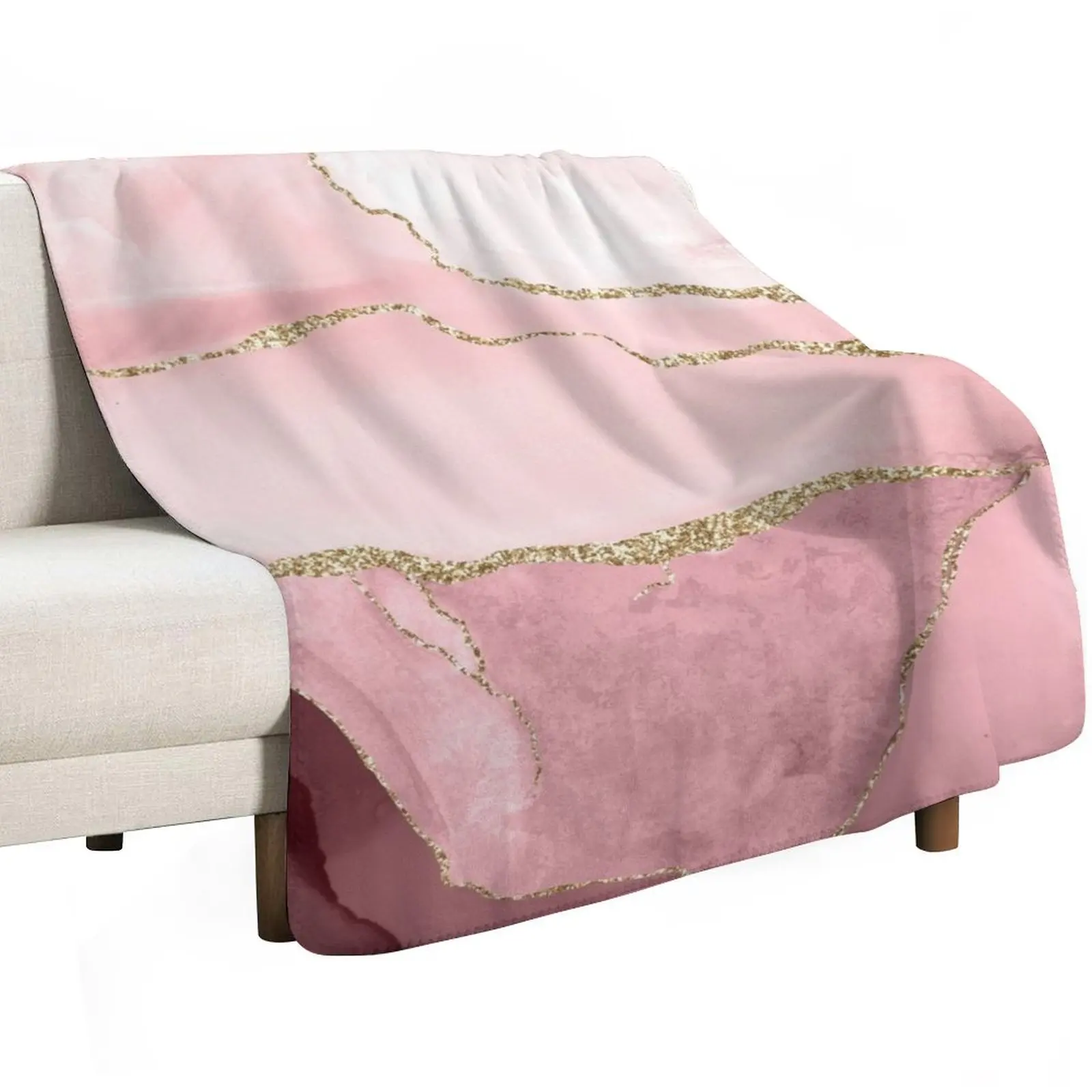 Акварельный агат, румяно-розовый бордовый одеяло с искусственными золотыми венами, тяжелое одеяло для сна, термодекоративные одеяла для диванов