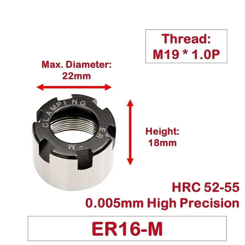 High Precision ER Clamping Nut Collet 20CrMoTi ER11 ER16 ER20 ER16 M ER32 UM Milling Chuck Cap ER Clamping Nut