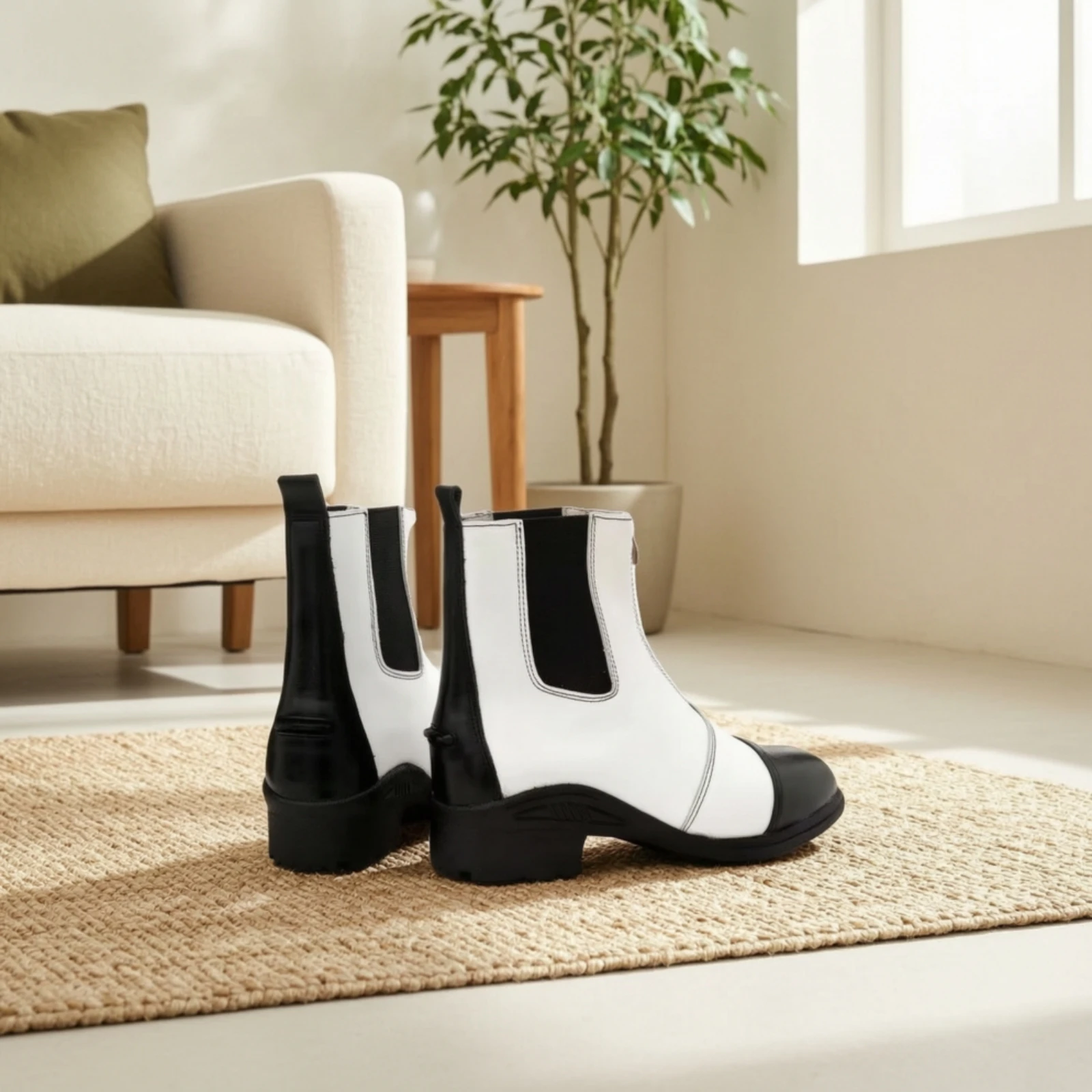 bottes-en-cuir-de-vachette-a-talon-carre-bottes-d'equitation-bicolores-avec-fermeture-eclair-laterale-chaussures-en-cuir-veritable-elegantes-pour-equitation