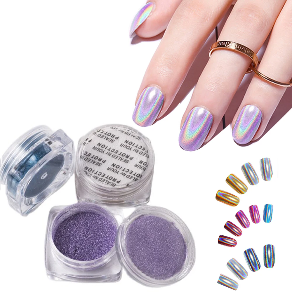 1Jar Mirror Effect Nail Powder,7Colors Metallic Chrome Nail Powders,Manicure Pigment Glitter Nail Art Powder UV Gel Polish*-FT45