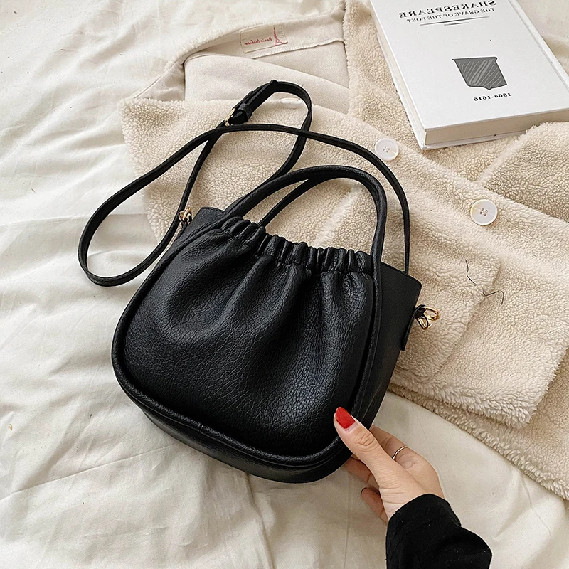 Autumn Winter Women Crossbody Bag Solid Simple Textured Pu Leather Female Handbag Vintage Fashion All-Matched Ladies Handbag