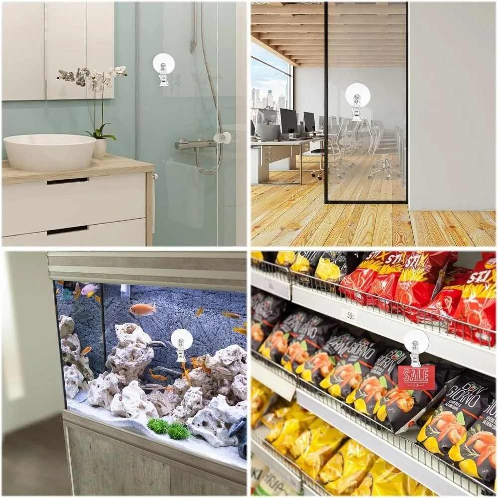 Simple Plastic Suction Cup Clip 360° Rotatable Clear Price Tag Holder POP Display Clip Aquarium