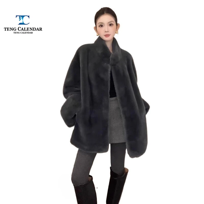 Stand Collar Environmentally Friendly Mink Fur Fur Coat, Mid Length Sleeveless Fur Integrated Coat, Women 2025 Winter New Style