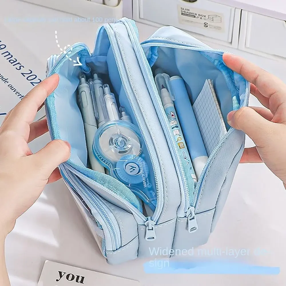 Transparent Pencil Bag Large Capacity Simple Multilayers School Student Stationery Box School Supplies Pencil Case Korean Bags