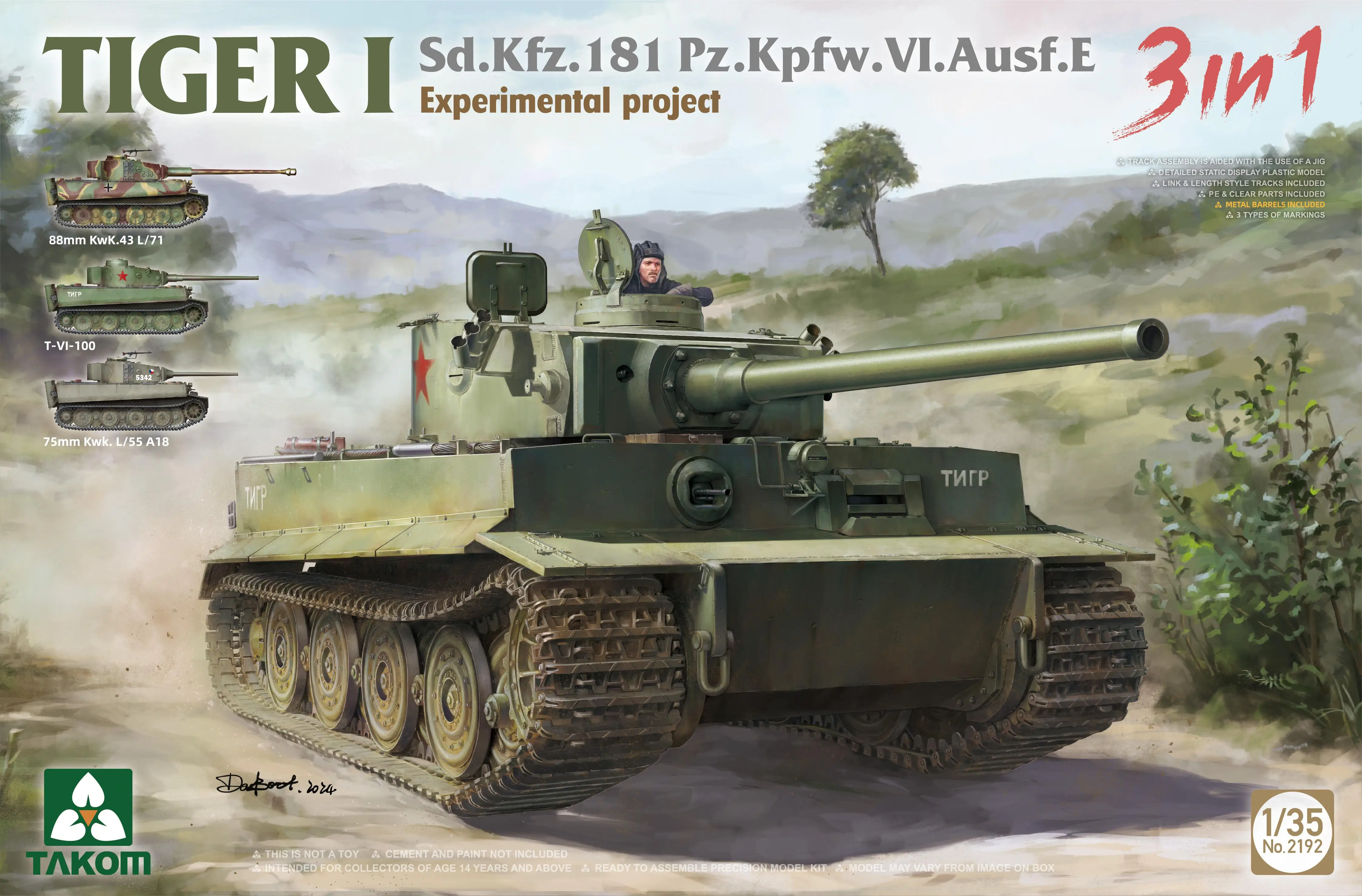 

TAKOM 2192 1/35 Sd.Kfz181 Pz.Kpfw.VI Ausf.E Tiger I Experimental Project 3 in 1