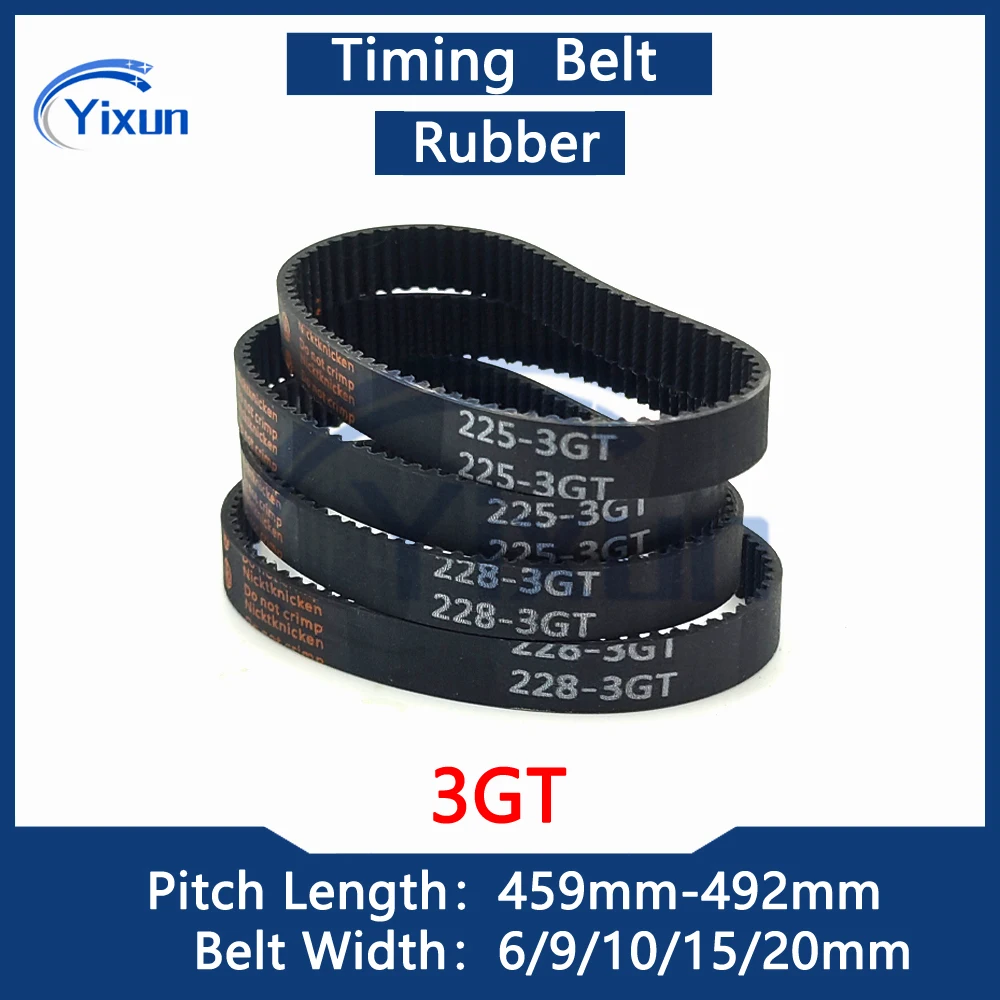 

3GT Rubber Loop Timing Belt Length 459 462 465 468 471 474 477 480 483 486 489 492mm Width 6/9/10/15/20mm Synchronous Drive Belt