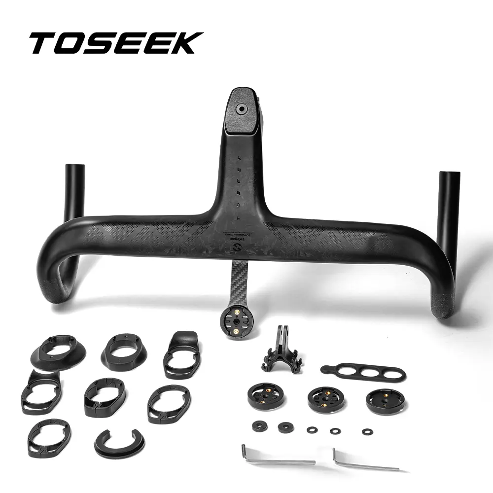 Toseek guiador de carbono estrada guiador barra gota t800 carbono integrado guiador di2 acessórios da bicicleta barra gota carbono