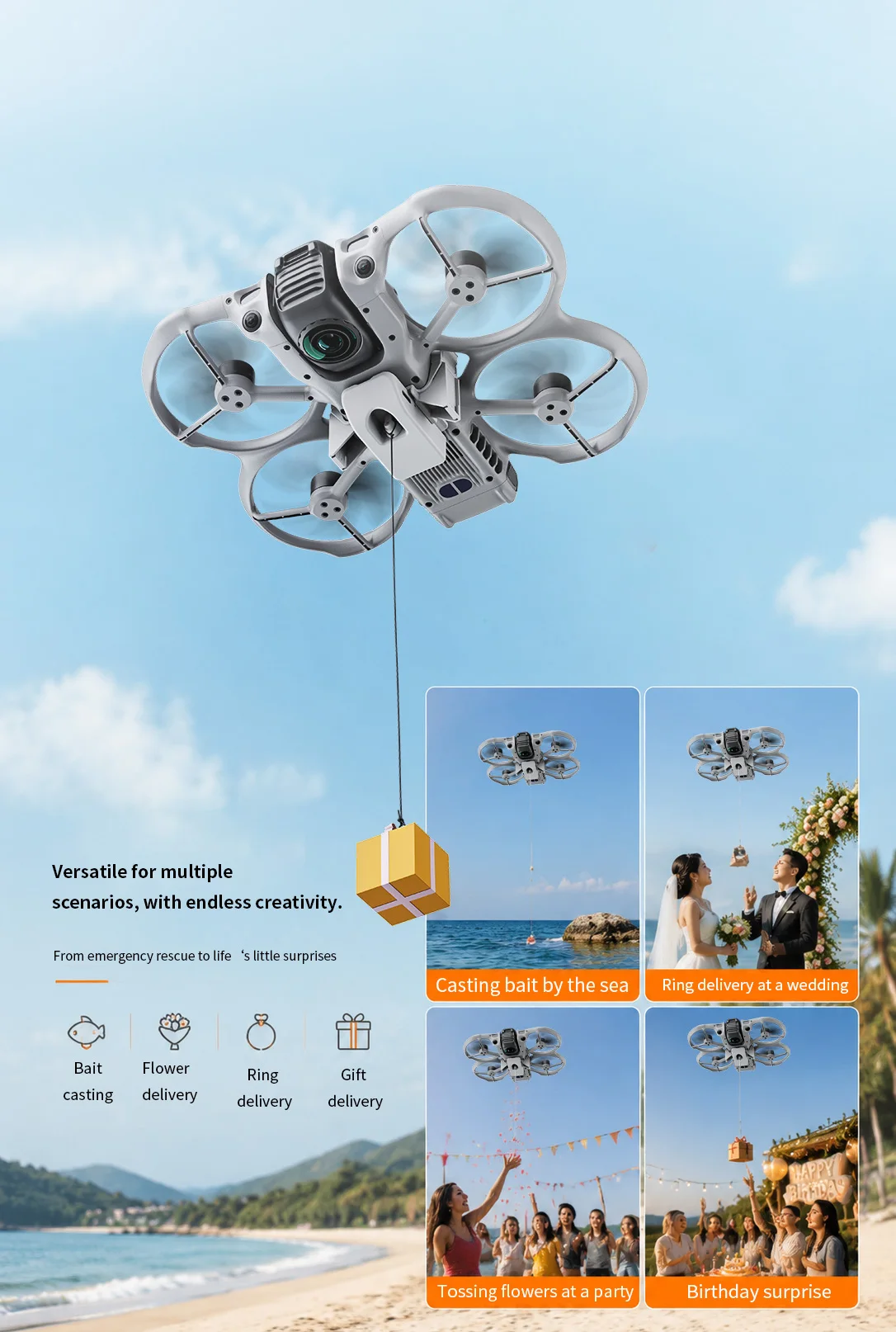 Airdrop-System 12KM für DJI Avata 360 Drohnen-Zubehör Wurfvorrichtung Nutzlastabwurfgerät Transportvorrichtung – Detail 11