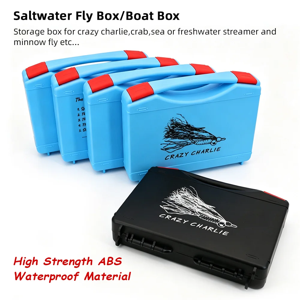 Saltwater Fly Fishing Box Waterproof Tackle Storage Case for Crazy Charlie Flex Crab Portable Fly Container Bait Lure Organizer