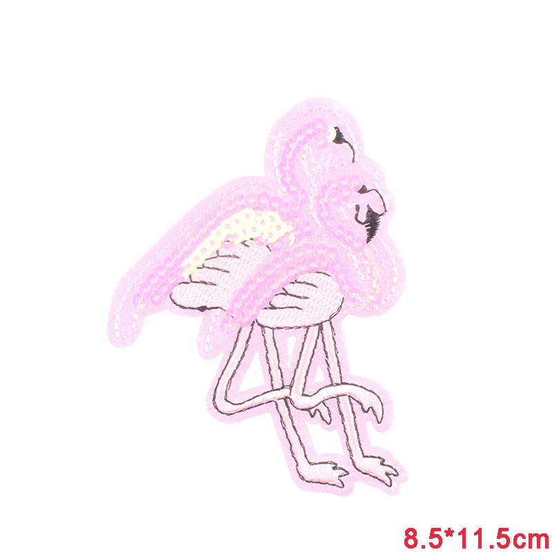 Flamingo Animal Patches for Clothing Iron on Embroidered Sewing Applique Cute on Fabric Badge DIY Apparel Accessori Decoration H