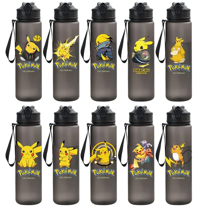 

750ML Pokemon Water Cup Anime Portable Children's Cute Pikachu Mewtwo Plastic Cartoon Outdoor Large Capacity Water Bottle Gifts