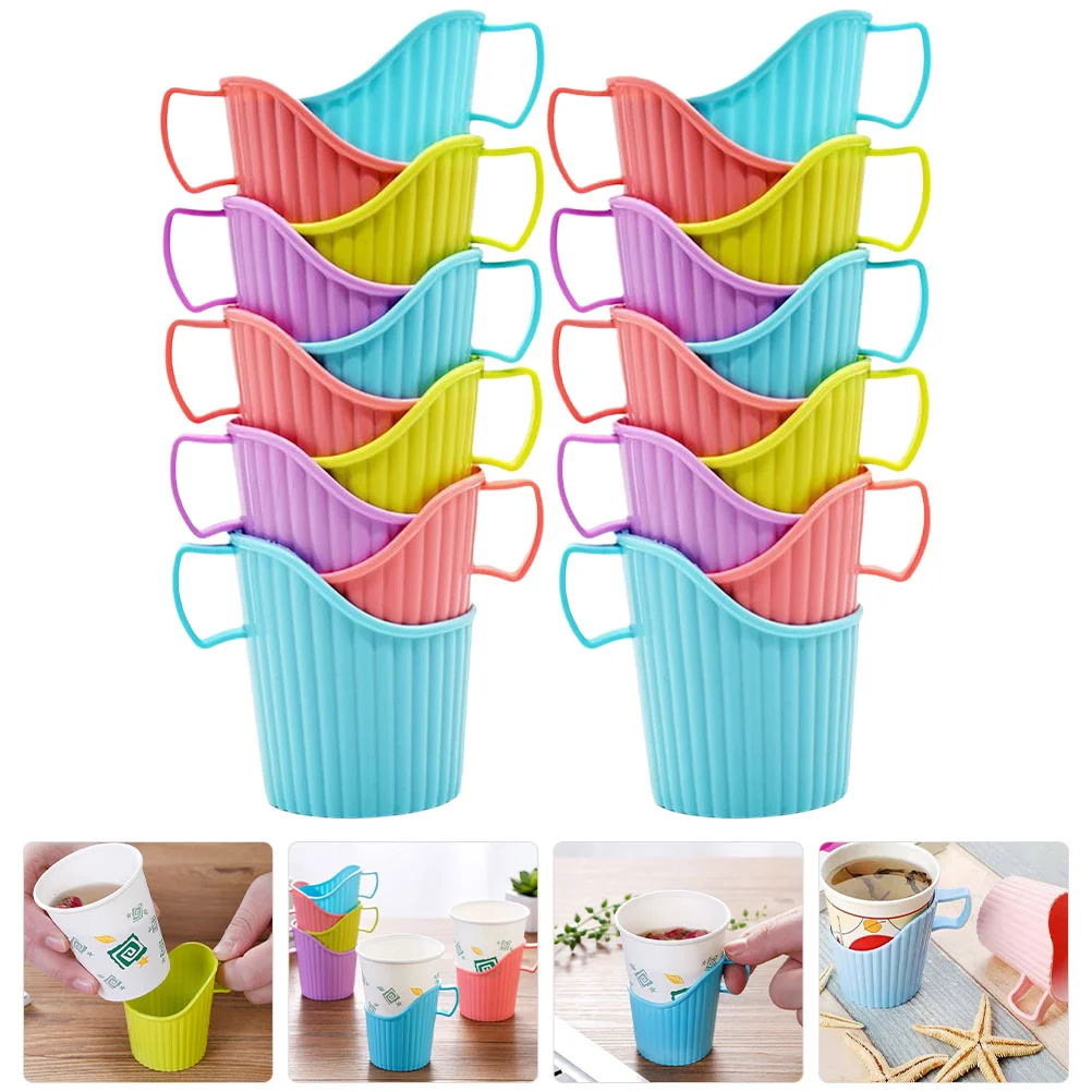 20 Pcs Disposable Paper Cup Holder Anti-scald Mug Coffee Sleeve Mugs Drink Decorative Pp Multipurpose Desktop Office