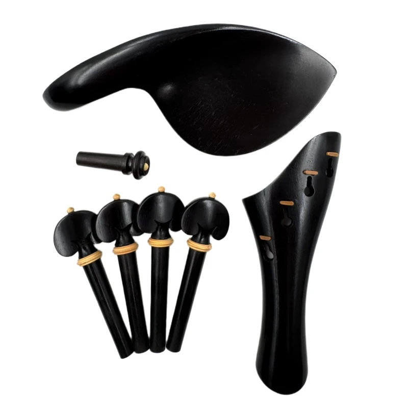 Beautiful Ebony violin accessories 4/4 rosewood delicate violin parts Replace violin Tailpiece+Tuning pegs+Endpins+Chin rest