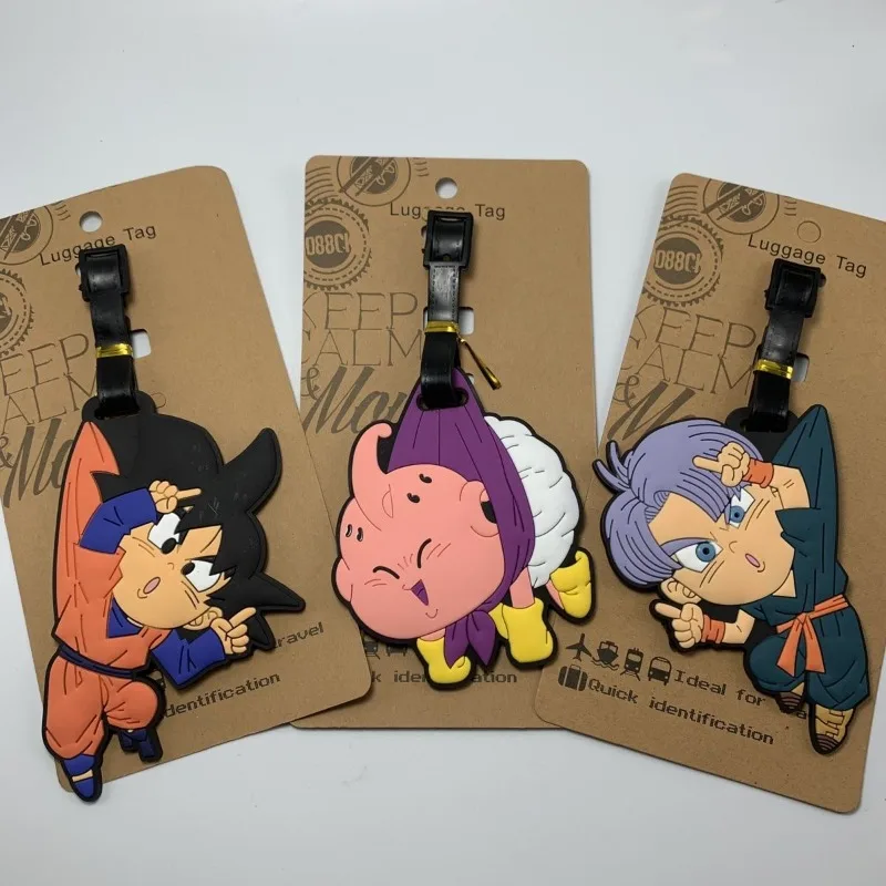 10CM Anime Cartoon Creative Dragon Ball Sun Wukong Majin Buu Vegeta Internet Celebrity Cute Travel Checked Luggage Tag