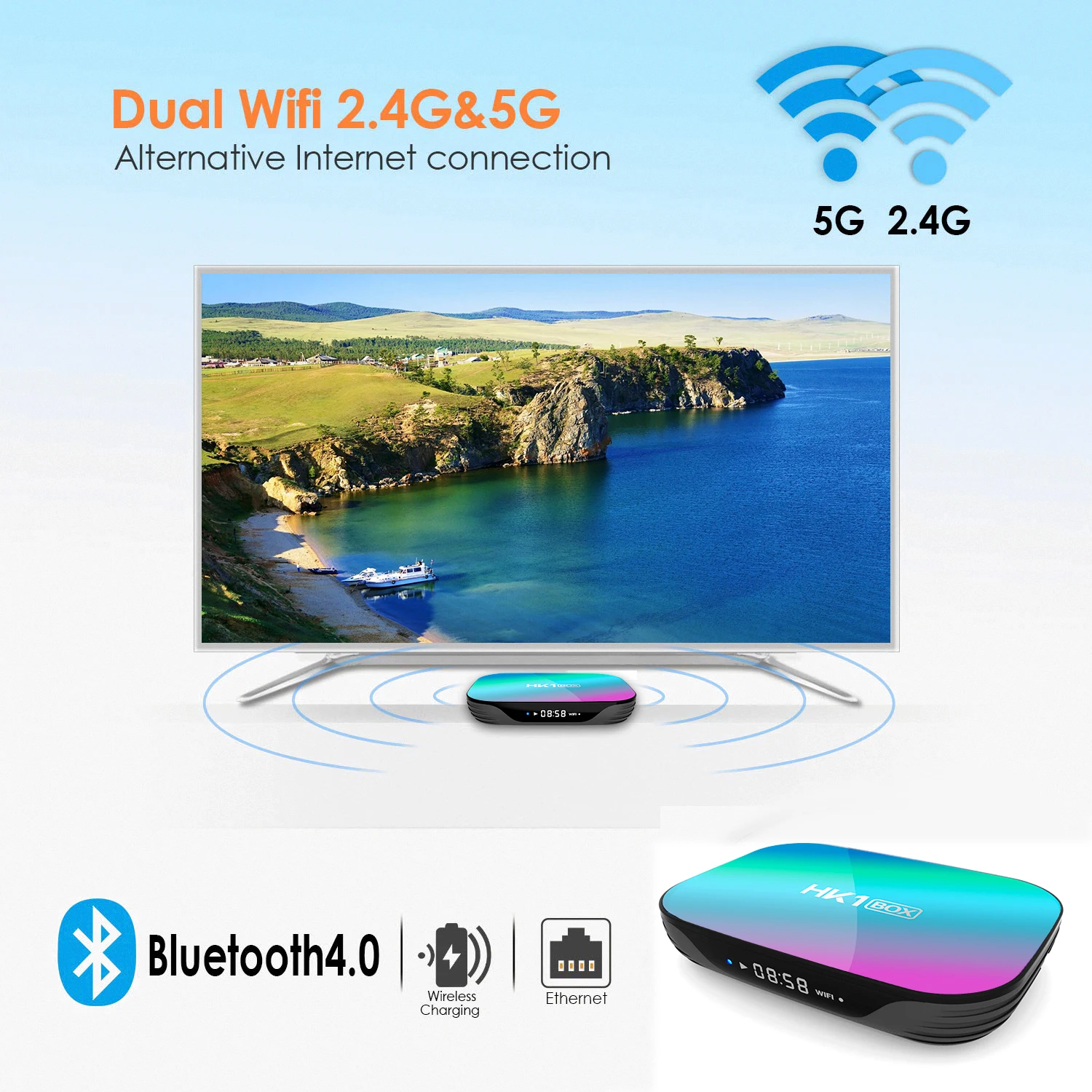 Smart TV Box Android  9.0 4K 100m 1080P HK1 Box amlogic S905X3 Dual WiFi 4GB RAM 32GB 64GB ROM HK1BOX Set Top Box