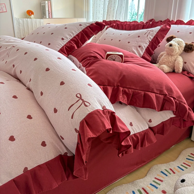 

2026 Spring and Summer New Wash Cotton Small Fresh Single Product Quilt Cover Printed Lace Skin-friendly Duvet Cover