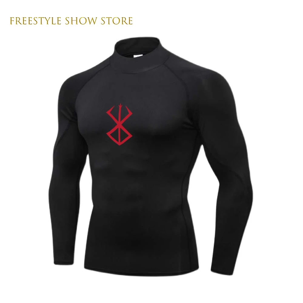 

Anime Berserk Printed Men's Compression Shirt Turtleneck Long Sleeve Rash Guard Gym Base Layer Undershirt Gear Athletic Shirt