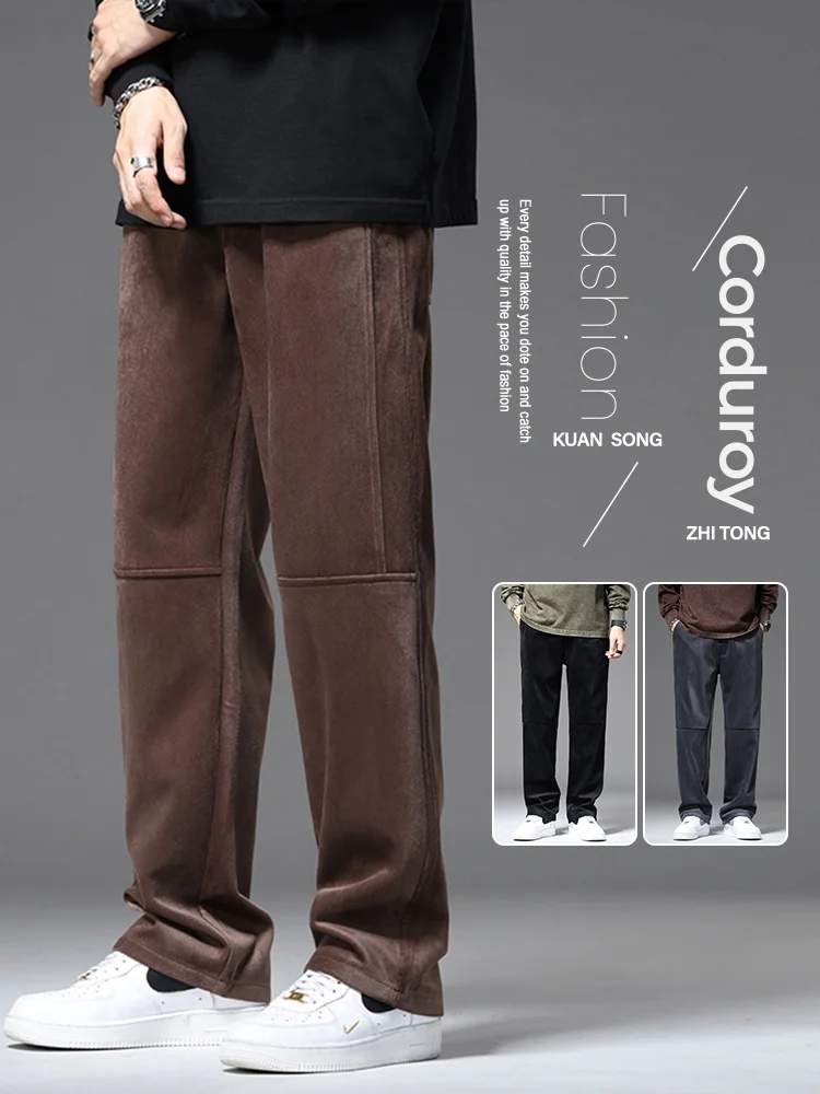 Corduroy Fashion Straight Loose Casual Pants Men's Outdoor Golf Fitness Jogging Sweatpants Man Baggy Trousers Size M-4XL