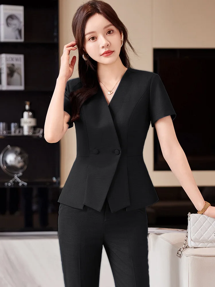 

Short Sleeve Suit Suit Female Business Clothing Spring/Summer Thin High-End Beauty Salon Technician Front Desk Jewelry Shop Work