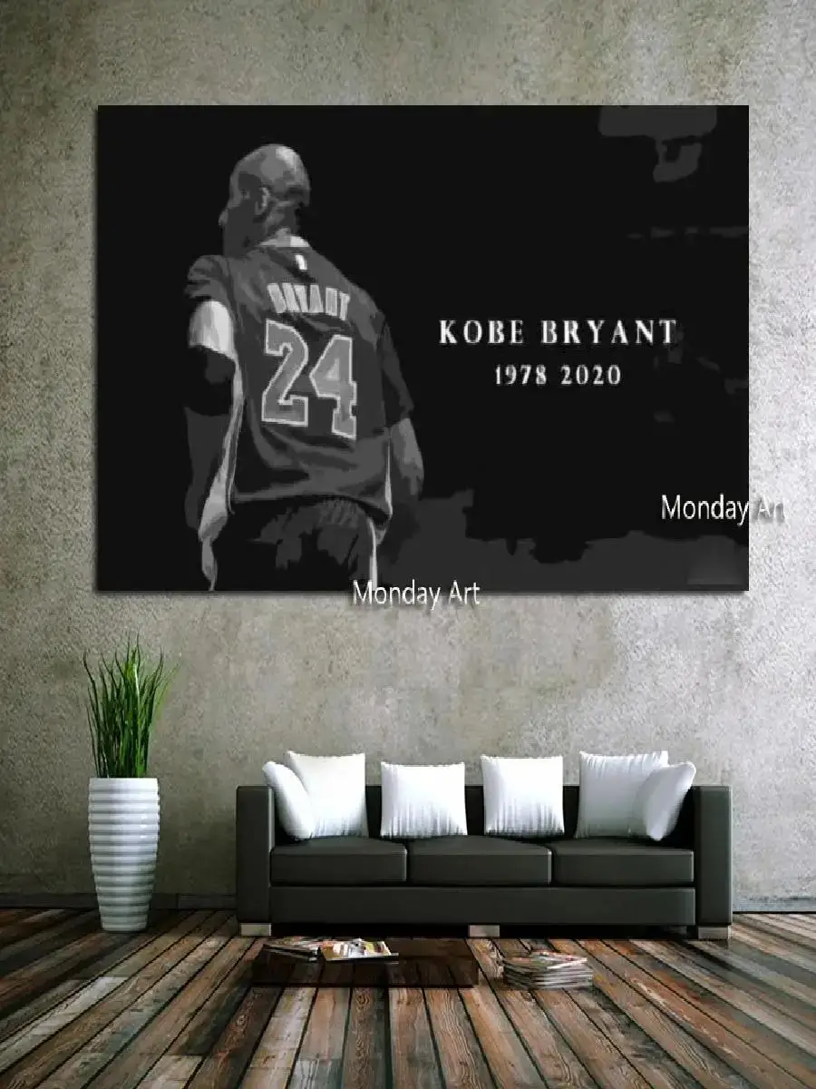 HandPainted Kobe Bryant Basketball Star Portrait Canvas Art  Wall Decor for Living Room Home Decor Posters  Prints