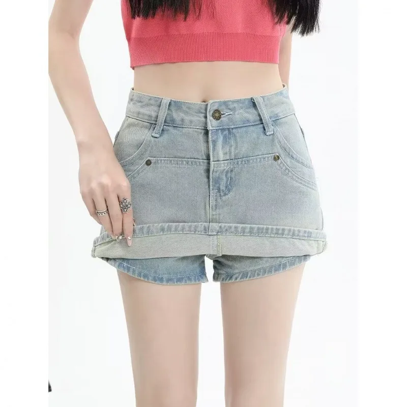 

Summer New Denim Short Skirt Women Sexy Mini High Waist A-Line Hot Girl Tight Bag Hip Skirts Female Slim Sweet Ropa Mujer Falda