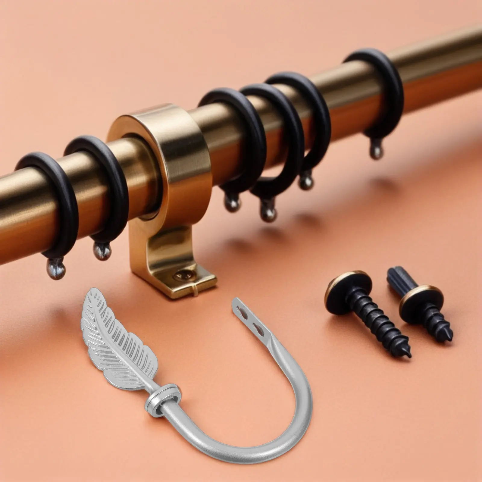 2Pcs Window Curtain Tiebacks Metal Wall Mounted Holdbacks Heavy Duty Hooks for Drapery Living Room Bedroom Decorative Curtain