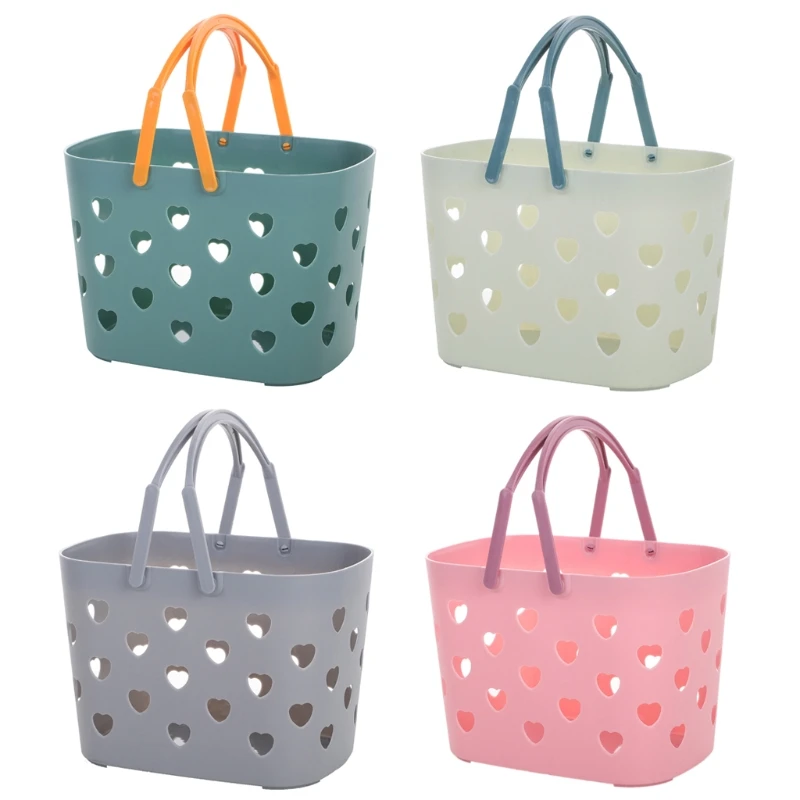 Plastic Storage Basket with Handle Hollow Shower Bag Basket with Holes Dropshipping