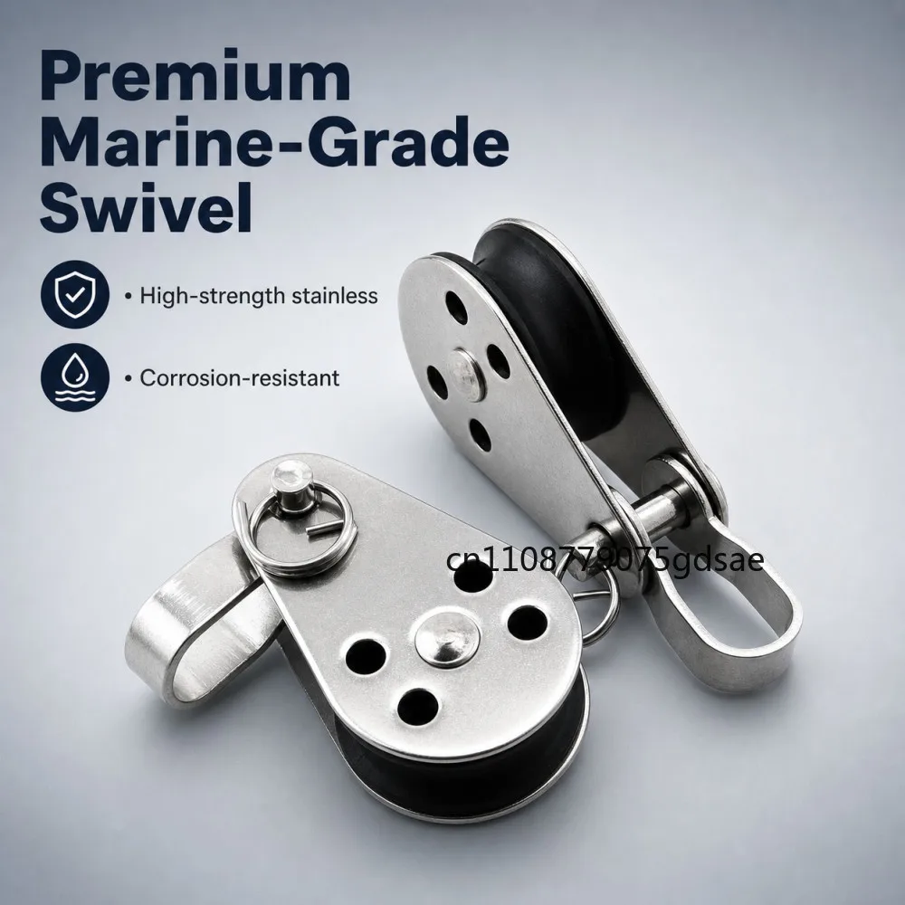 Stainless Steel Swivel Eye Wire Rope Pulley Block Single Wheel Single Nylon Sheave Pulley Block Durable Boat