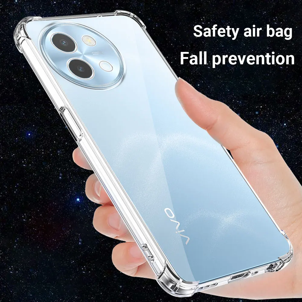 Shockproof Airbag Clear Case For Vivo Y38 Y58 5G Soft Silicone Phone Case For Vivo Y200i 5G TPU Back Cover For Vivo T3X 5G Funda