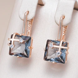 Kinel Hot Shiny Grey Natural Zircon Drop Earrings for Women Fashion 585 Rose Gold Color High Quality Daily Fine Vintage Jewelry
