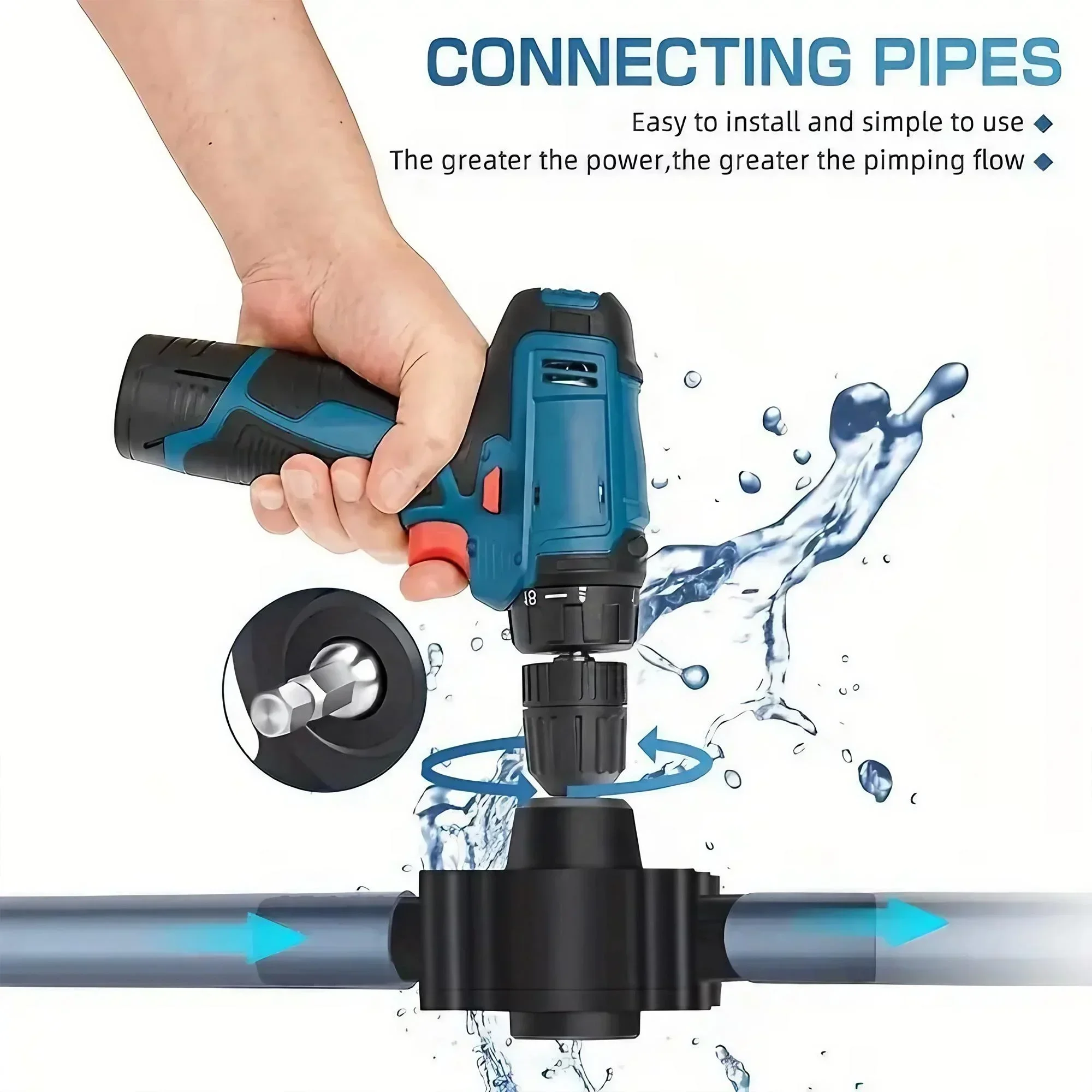 STONGO DC Self-Priming Centrifugal Water Pump Compact Portable Drill-Driven Suction Pump for Home Pets Aquarium Fish Tank Pond