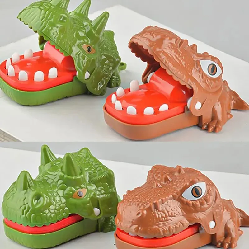 Random Color Mini Dinosaur Bite Finger Stress Reliever Plastic Bite Hand Tooth Extraction Game Children