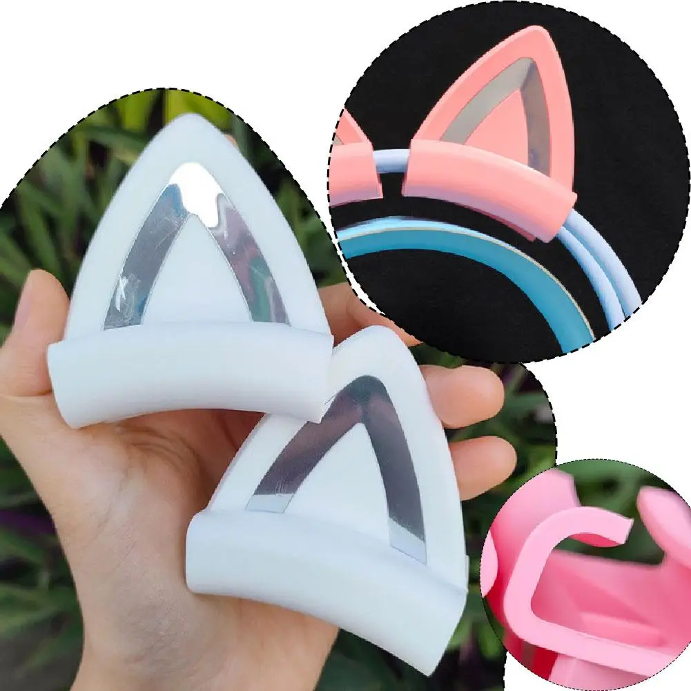 Pink Silicone cat ears for headphones black wireless wired headset gamer cute ears lovely Head Mounted Headphone  accessories