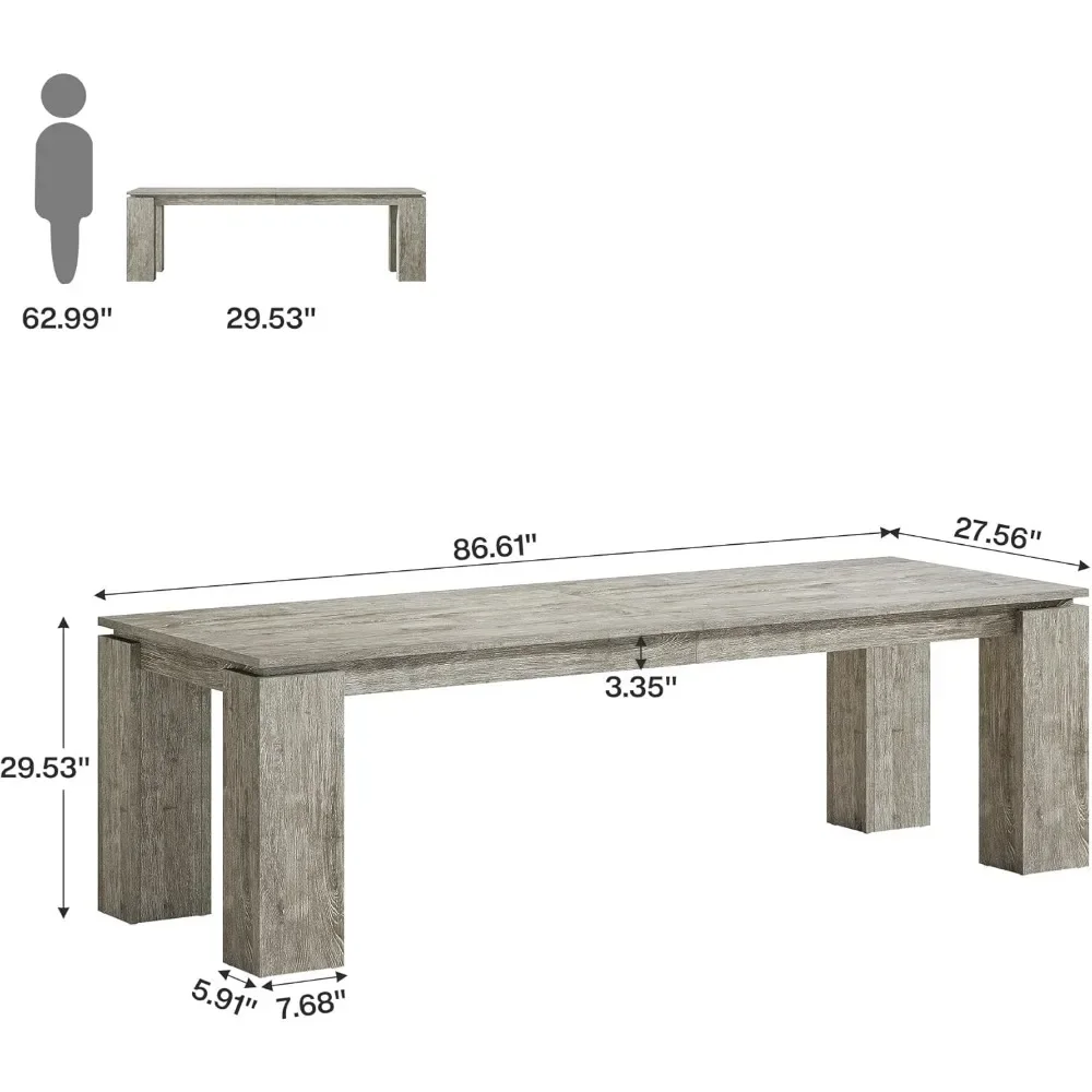 Meja Konferensi Ekstra Panjang 7 kaki, Meja Ruang Rapat Kantor 86 Inci, Meja Seminar Abu-abu Persegi Panjang Industri Modern untuk 8 (1)
