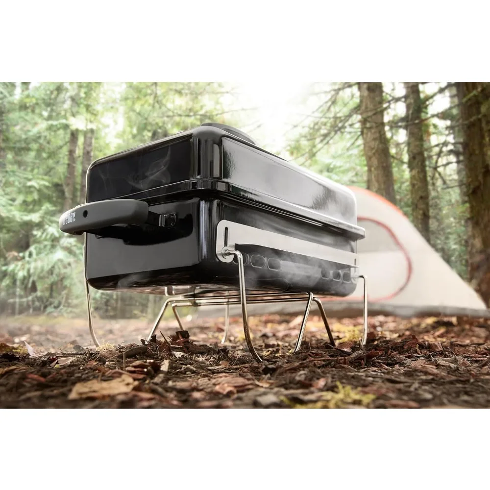 Grill à charbon de bois portable pour la cuisine en plein air, design compact, facile à transporter et à utiliser