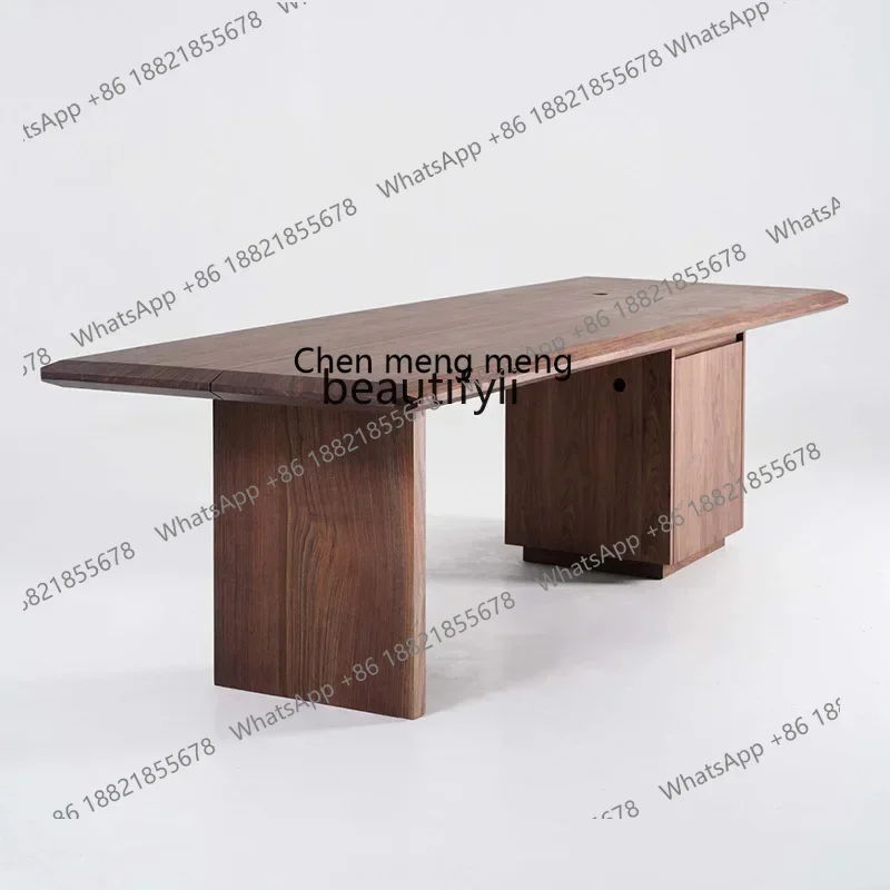 z183 Y Italian minimalist walnut solid wood rectangular dining table medieval designer retro dining table