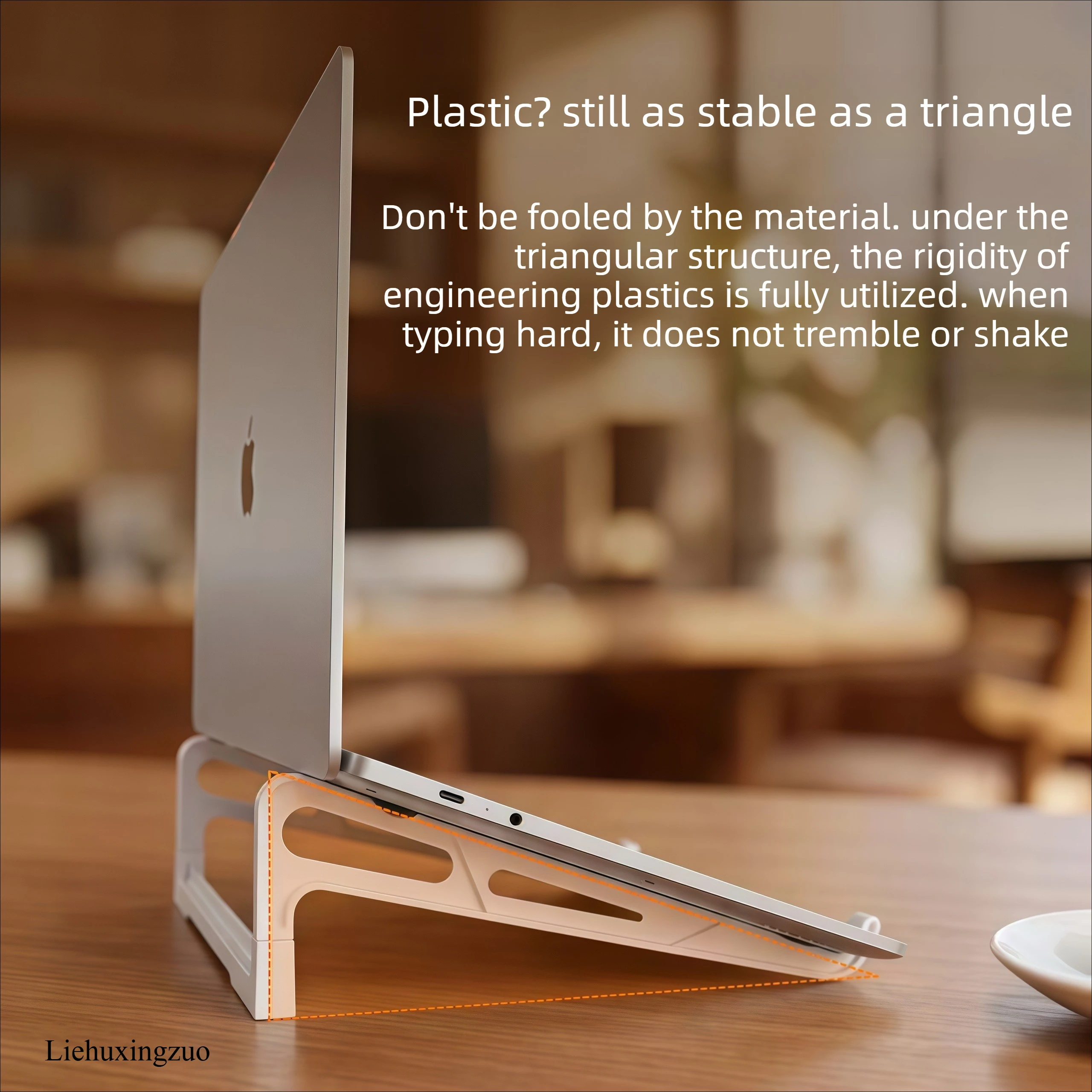Portable Foldable Laptop Stand, Ergonomic Height Riser with Fixed Golden Angle & Hollow Heat Dissipation, Stable Triangle Plasti