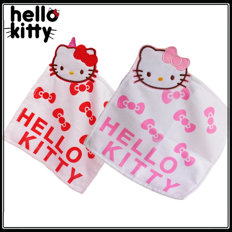 Hello Kitty Hand Towels Kitchen Bathroom Absorbent Cloth Dishcloths Hanging Cloth Cute Quick-Dry Soft Towels 26.5x26.5cm Gifts